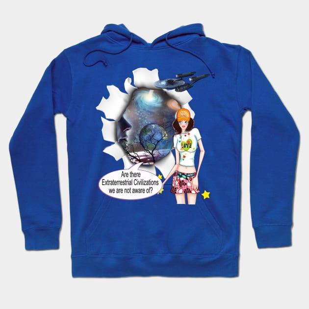 Extraterrestrial Civilizations Hoodie by Just Kidding by Nadine May